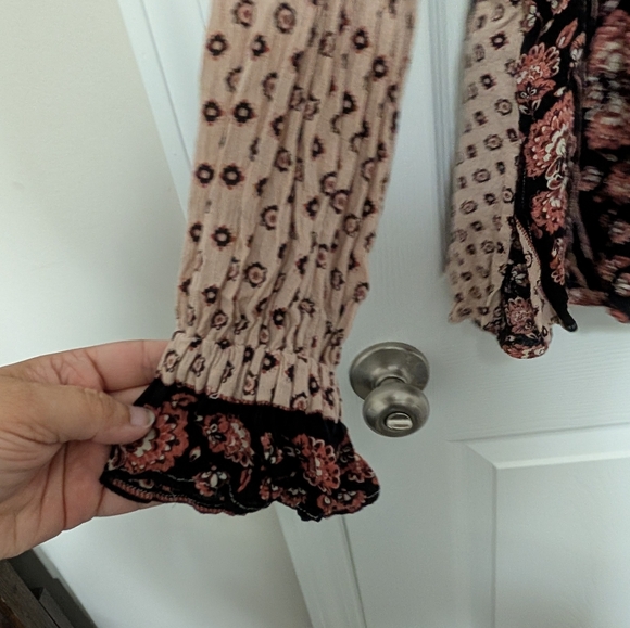 Free People Size Medium Changing Times Printed Tunic, Long Sleeve Boho Blouse - Picture 3 of 13